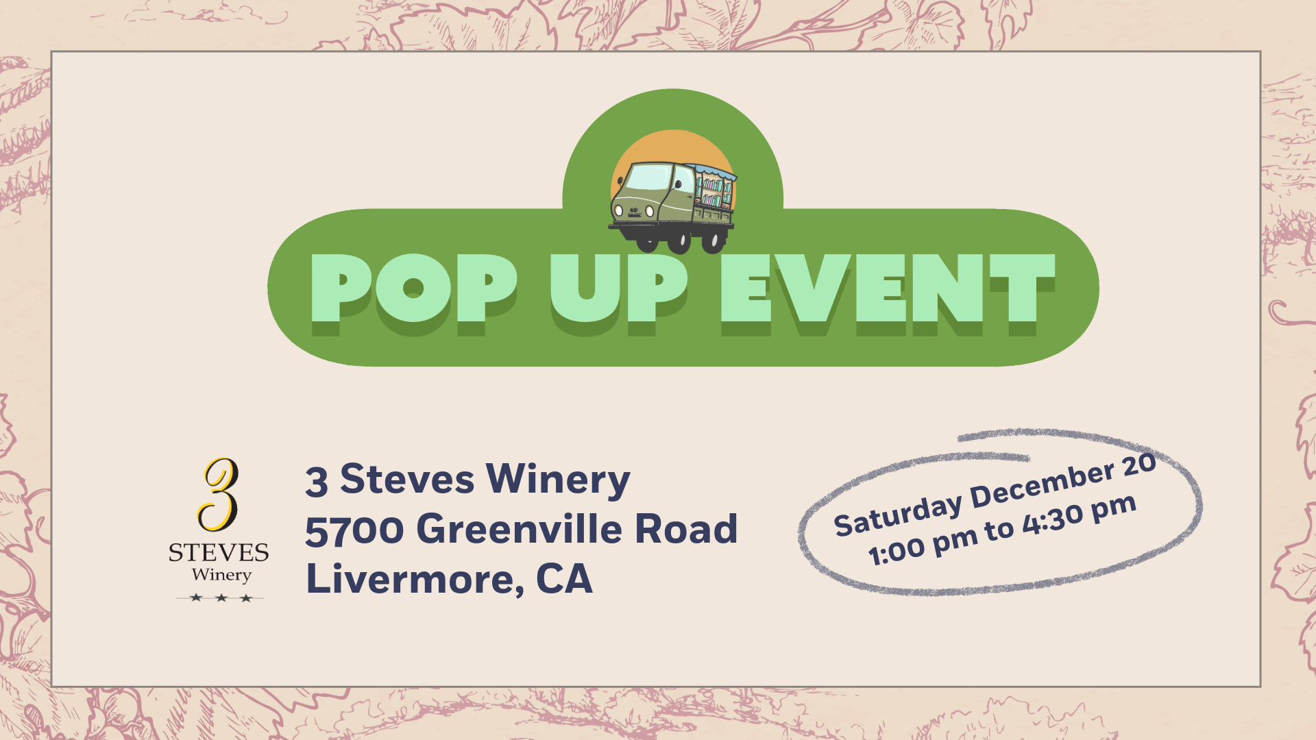 Word on the Street Popup 3 Steves Winery 12/20/25