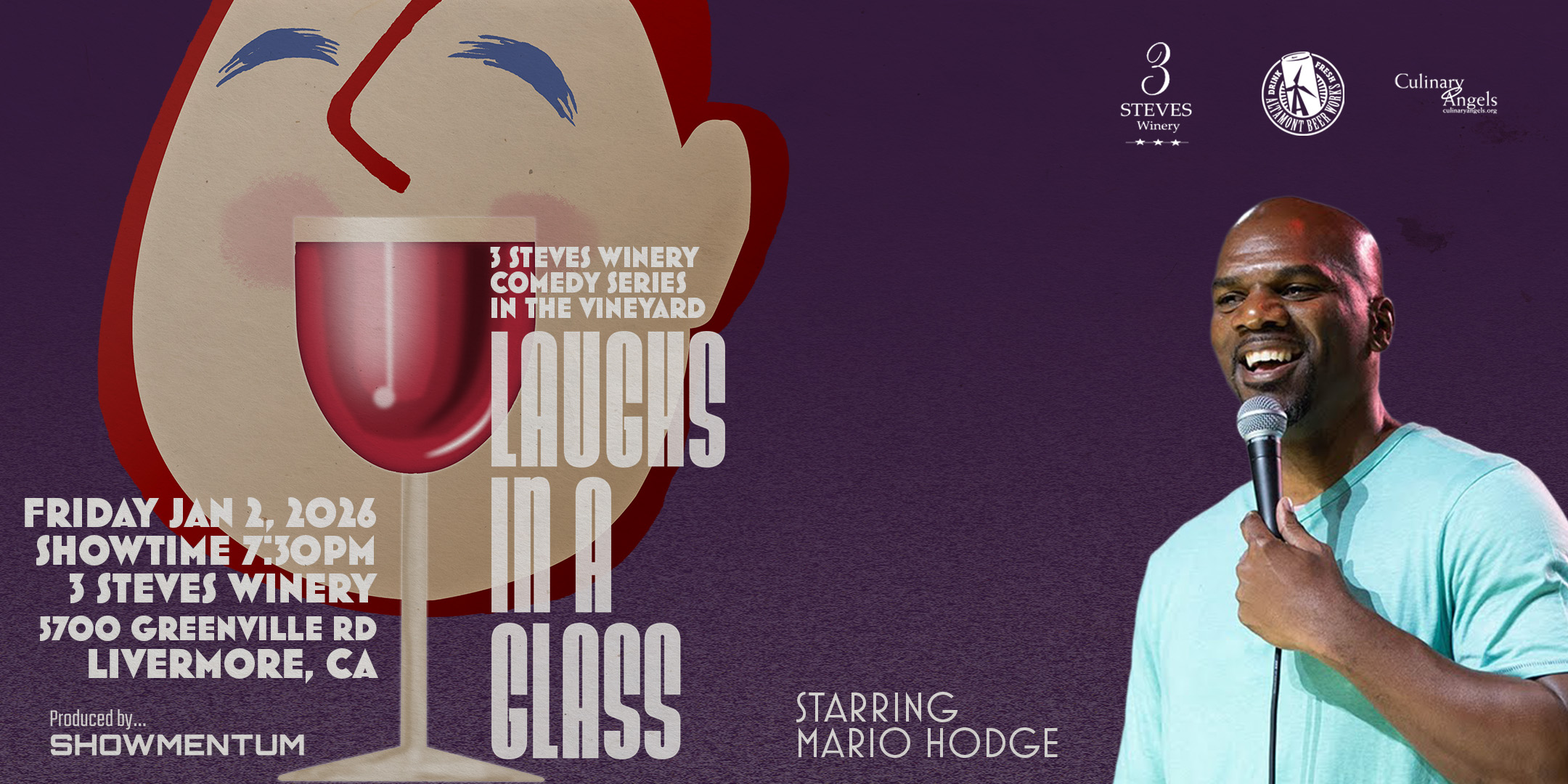Laughs in a Glass Comedy at 3 Steves January 2 2026 7:30pm