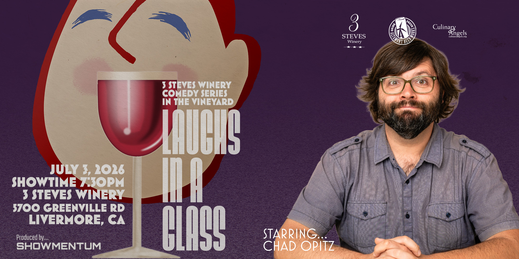 Laughs in a Glass July 3 7:30 pm